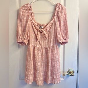 Topshop Baby Pink Gingham Romper, size 4